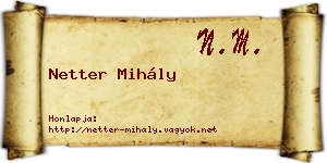 Netter Mihály névjegykártya
