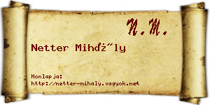 Netter Mihály névjegykártya